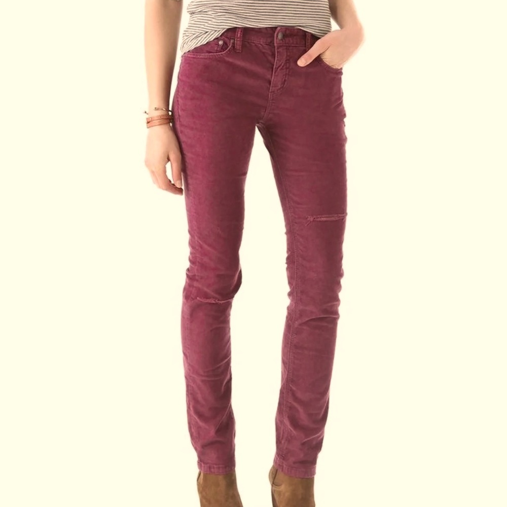 Free People Maroon Plum Skinny Corduroy Jeans